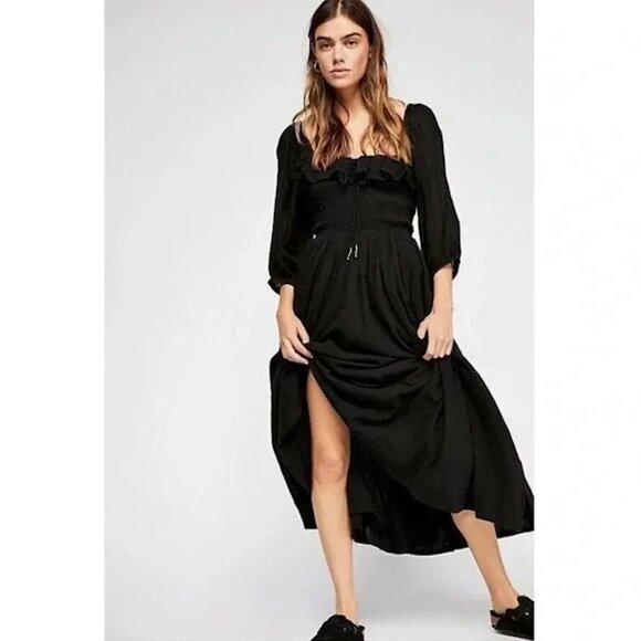 NWOT Free People Oasis Midi Dress Black SMALL - Picture 2 of 6